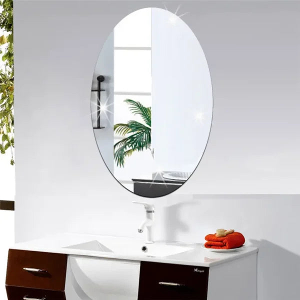 Small Oval Bathroom Mirror Wall Sticker – Acrylic, 200x300mm