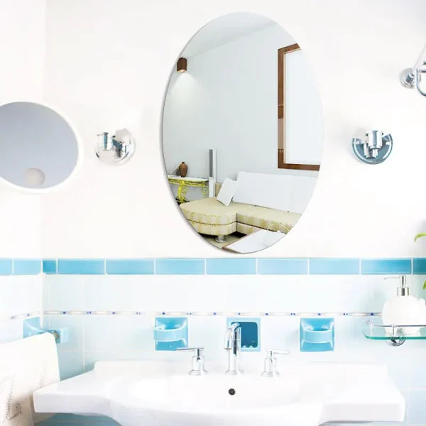 Small Oval Bathroom Mirror Wall Sticker – Acrylic, 200x300mm